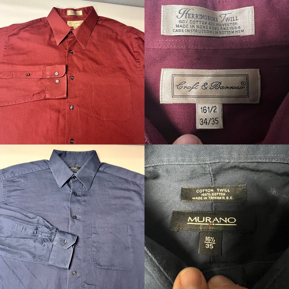 Lot of 2 Croft & Barrow & Murano Dress Shirt Cotton Twill L/SL Button Up 16 1/2